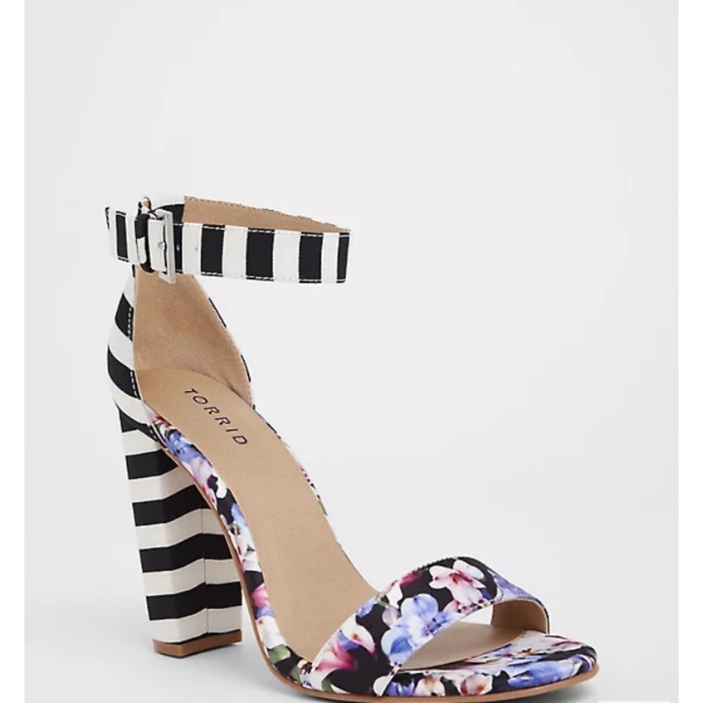 Torrid Floral and Stripe Chunky Heels